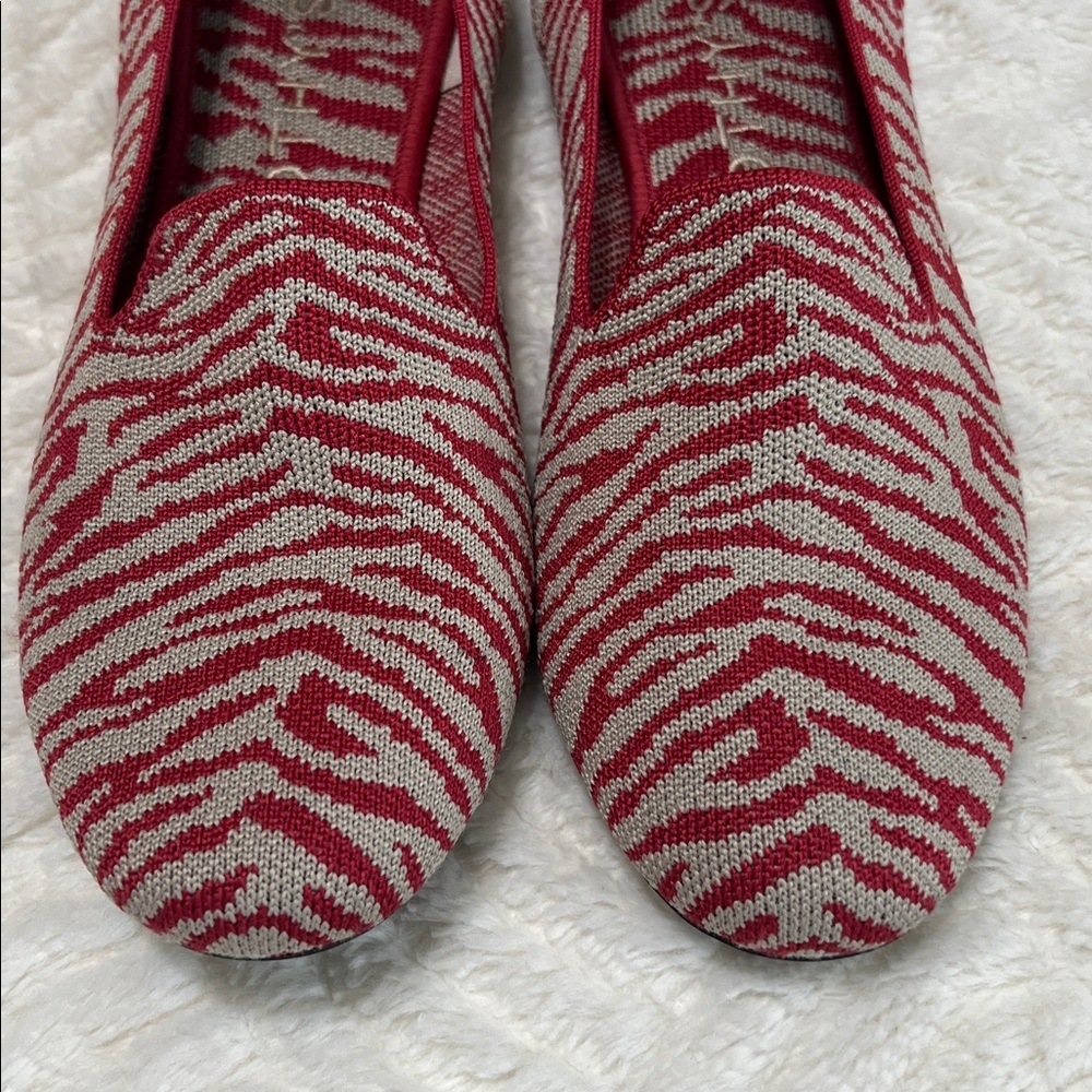 Rothy’s The Flat Red Zebra Print Knit Flats Women’s Size 9 EUC Washable - Picture 10 of 11